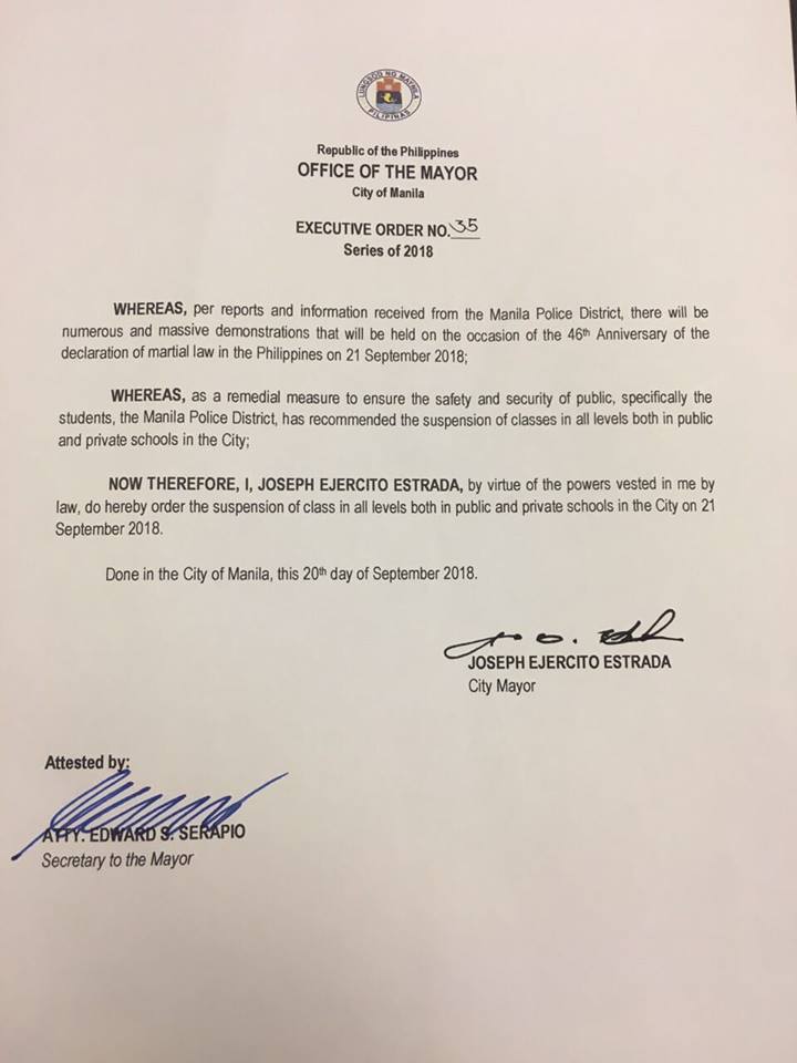 #WalangPasok_Manila_sep 21_ 2018